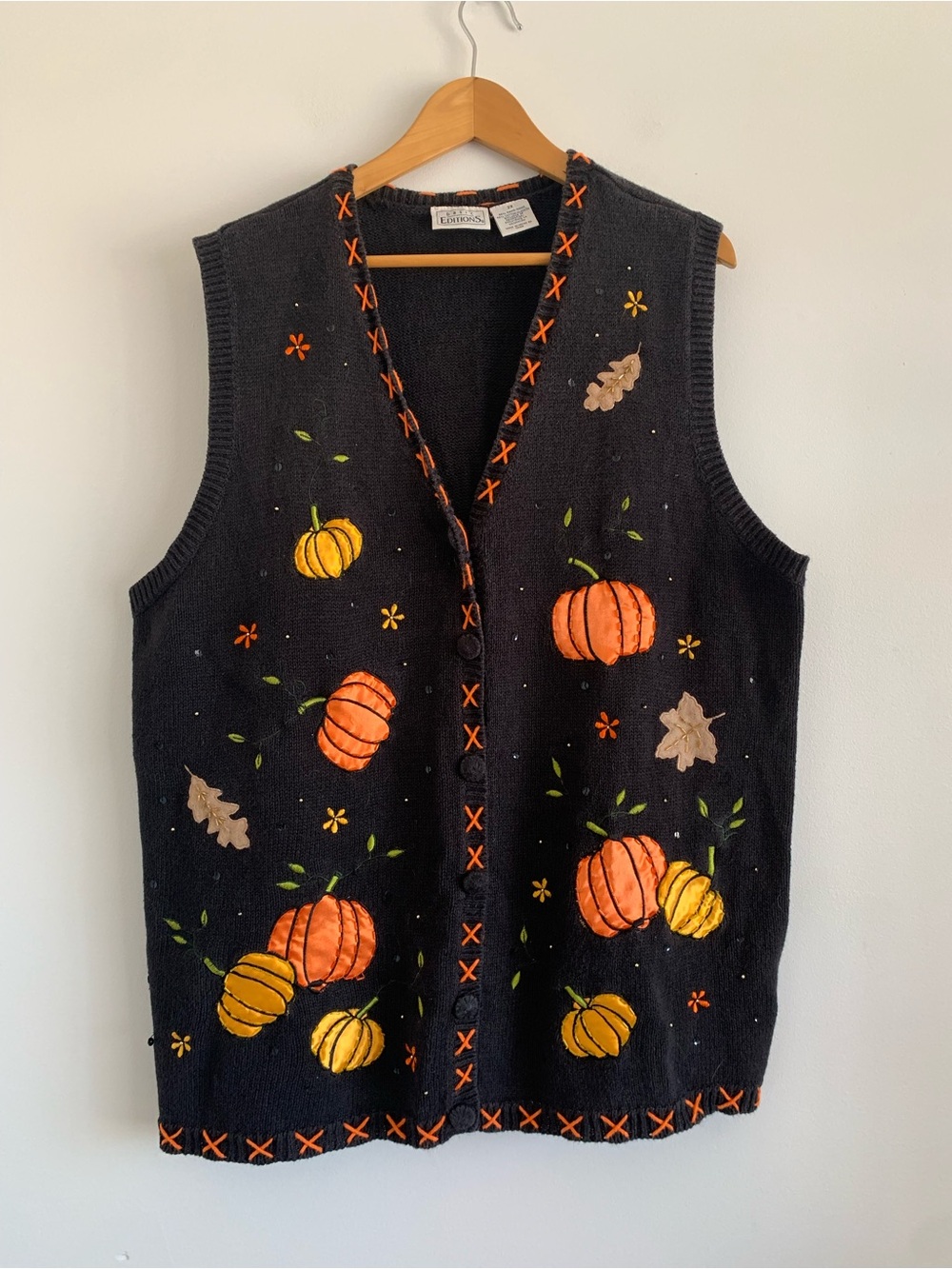 Vintage pumpkin vest cable knit